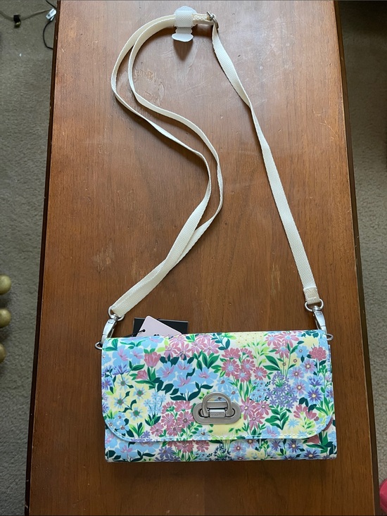 Baggallini Handbags - Baggallini Floral Crossbody in Pastel Multi with Cream Strap